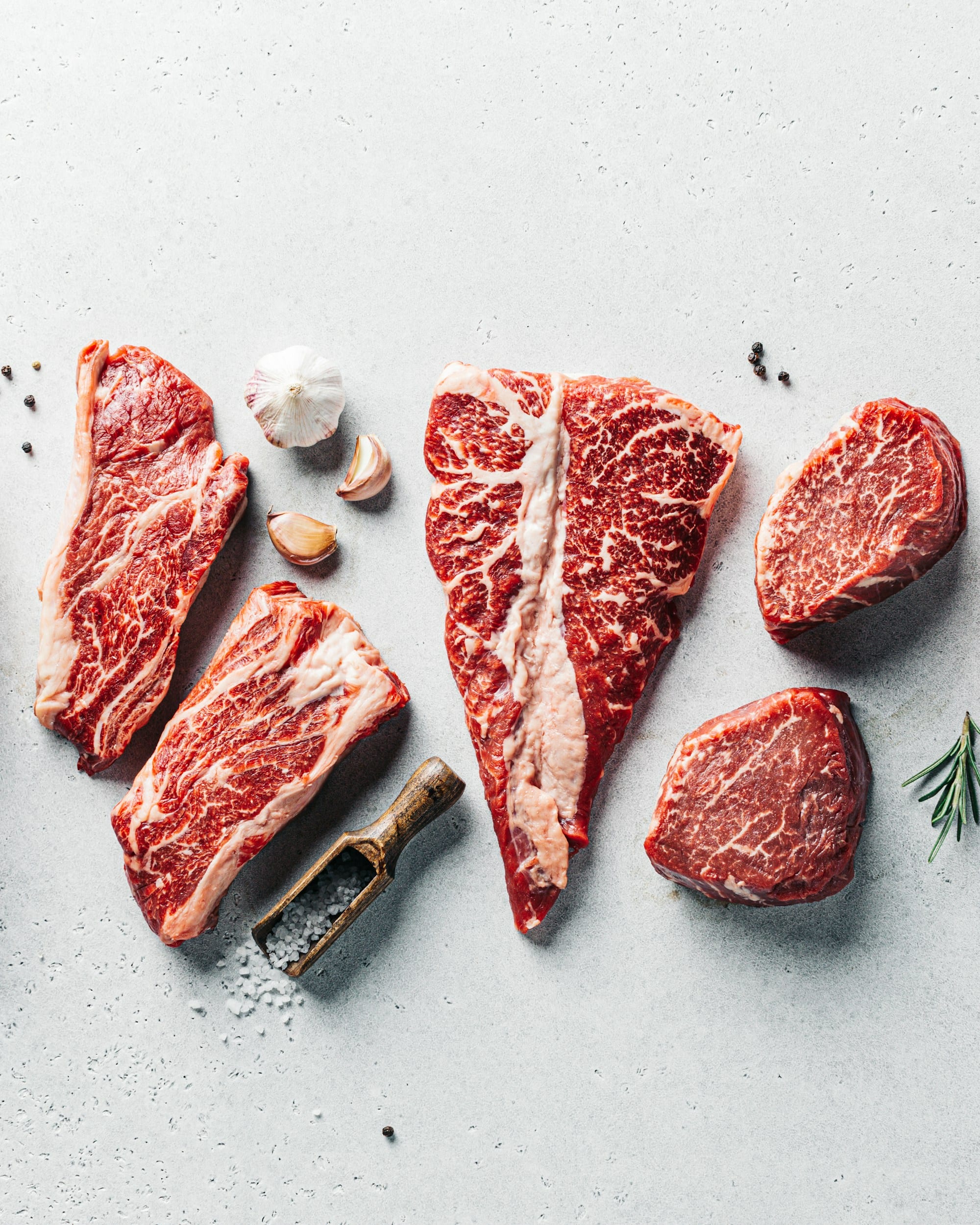 Premium steak with marbling close-up