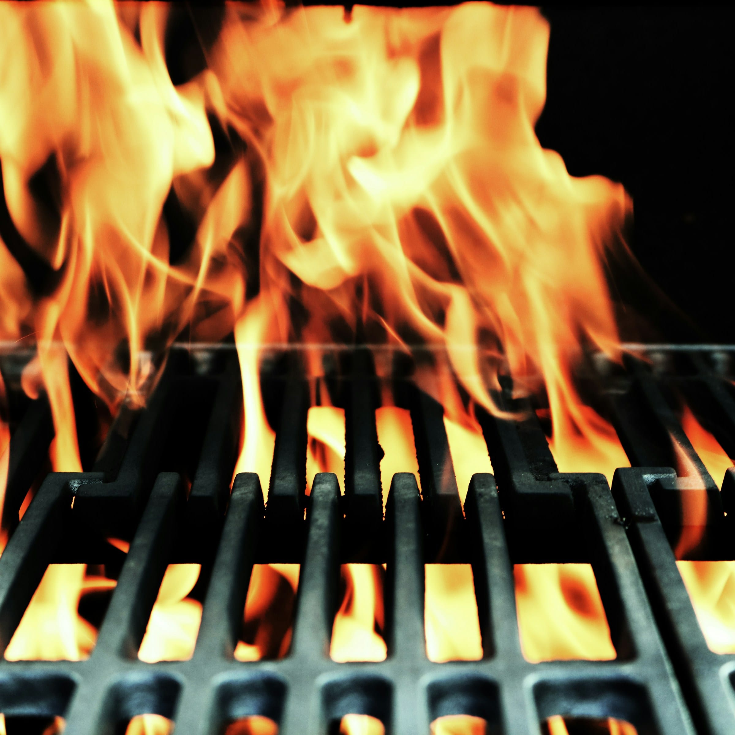 Grilled meats over open flame for catering