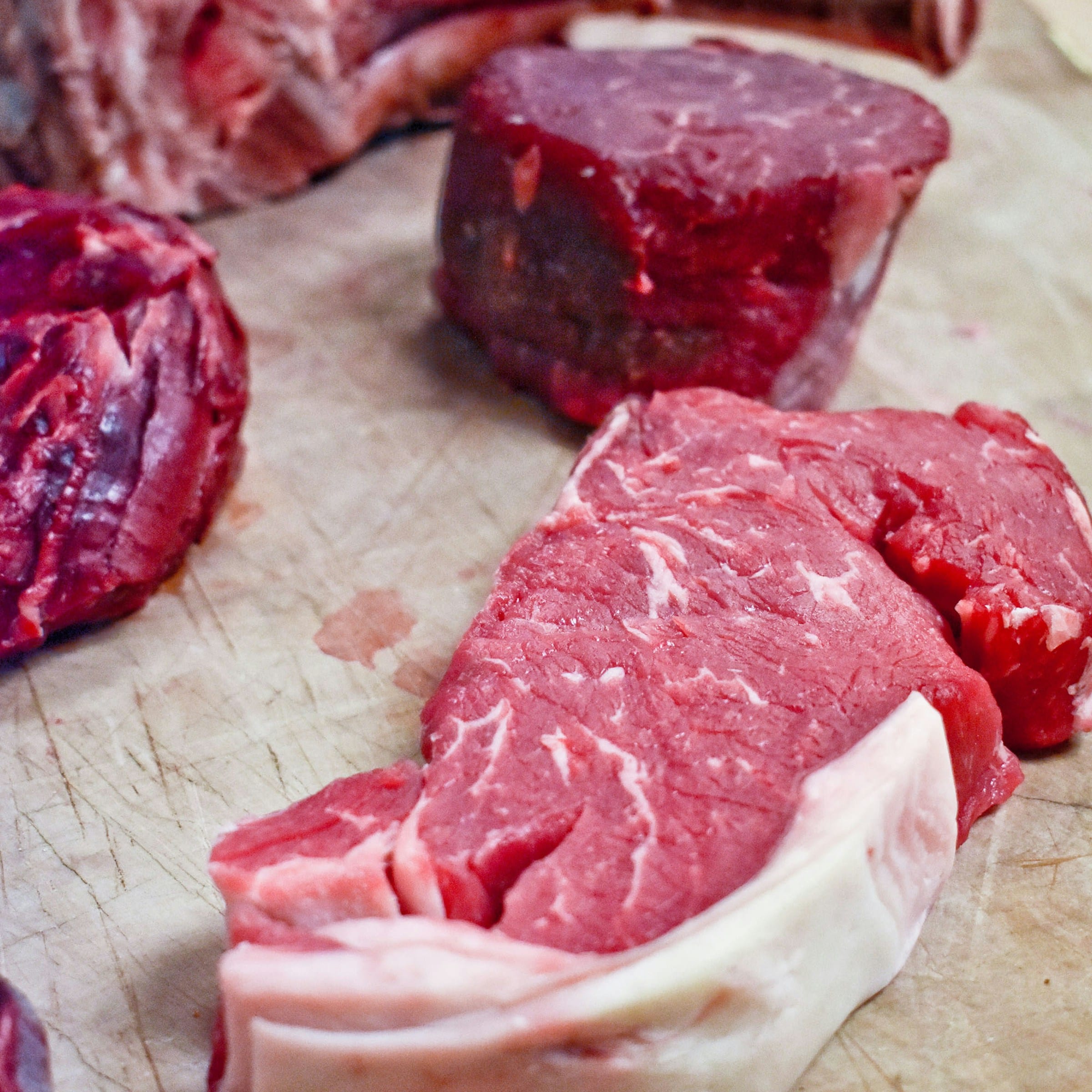 Butcher counter case in the storefront